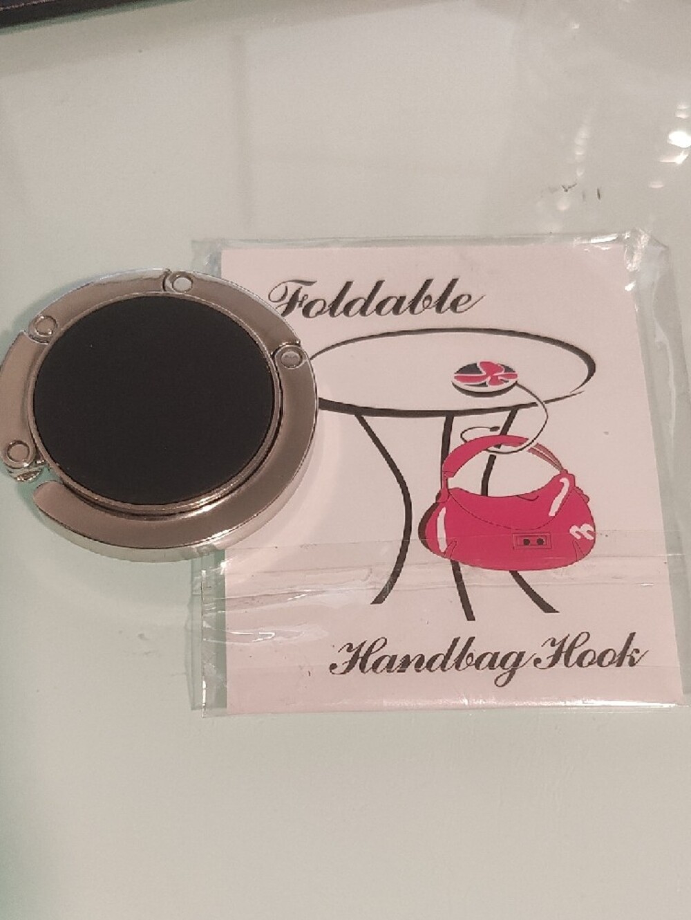 Foldable Handbag Hook with Pink & Purple Mandala - Picture 2 of 3